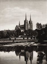 1924 Vintage SCANDINAVIA Photo Art Danish Denmark Roskilde Cathedral Landscape  picture
