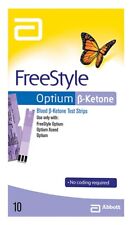 Abbott FreeStyle Optium Blood Ketone Test Strips - 10 Pack EXP 03/25 *Unboxed ^ picture