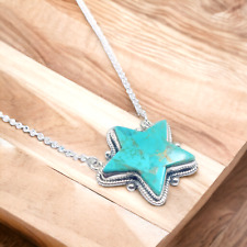 Beautiful Southwest Handmade Turquoise 925 Sterling Silver star Bar Necklace picture
