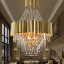 Modern Crystal Chandelier, Luxury Gold Crystal Hanging Pendant Light Contemporar picture
