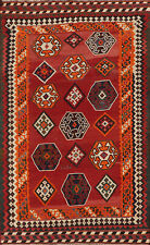 Red Vegetable Dye Kilim Tribal Area Rug 5x8 Flatweave Vintage Reversible Carpet picture