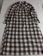 LL Bean Night Gown Women  Red Green Scotch Plaid Flannel Pockets Size Medium  picture