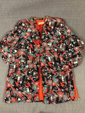 Vintage Evelyn Pearson Jacket Women Large Red Black Asian 50s Lounge Boho Hippie picture