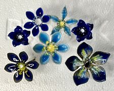 Vintage Bovano Of Cheshire Enamel Painted Copper Flowers Lot Of 7 Bouquet Set picture