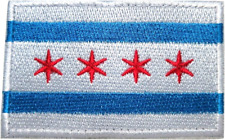 Chicago City Windy City Flag Embroidered Hook & Loop Patch picture