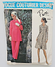 70s Vogue Couturier Sewing Pattern 2443 Pucci Dress Tunic Pants Size 16 CUT picture