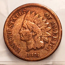 1873 Philadelphia Mint Indian Head Cent-Close 3 FINE-Details KM#90a CLEANED picture