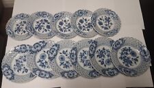 Antique Teichert Meissen Blue Onion Reticulated Plates 6