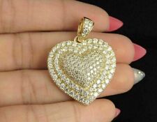 2.18 Ct Round Lab-Created Wedding Love Heart Pendant 14k Yellow Gold Over picture