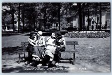Holland Michigan MI Postcard RPPC Photo Tulip Time Women Sat On Bench c1940's picture