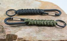 Paracord Lanyard Keychain w/ Carabiner Survival Tactical -2 Pack - Green & Black picture