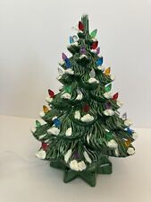 Vintage Atlantic Mold Ceramic Christmas Tree 13” Flocked W Lights Personalized picture