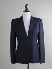 CARLISLE $498 Vintage Navy Embroidered Lined Silk Structured Jacket Top Size 10 picture