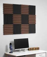 2x12x12 BROWN and BLACK Acoustic Wedge Soundproofing Studio Foam Tiles 12 PK picture