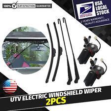 2×Universal UTV 12V Electric Windshield Wiper Motor Kit For Polaris RZR Kawasaki picture