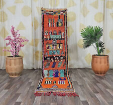 Moroccan Handmade Vintage Area Rug Wool Cotton Runner Tribal Azilal Carpet picture