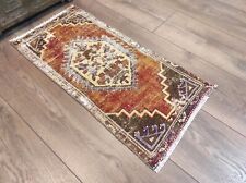 Orange Small Rug, Small Antique Rug, Small Vintage Rug, Small Rug, 1.4 x 2.9 ft picture