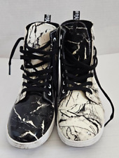 Dr. Martens Leyton Black White Patent Leather Marble Ankle Boots Size US 10 UK 8 picture