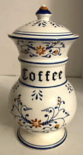 Vntg Antq Royal Sealy Heritage COFFEE Blue White Yellow Canister w/ Lid Japan 7