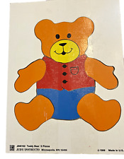 Vintage 1988 Bear Wooden Puzzle 9 Piece Judy Instructo TEDDY BEAR Made IN USA picture