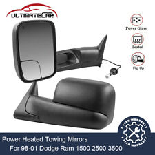 Pair Black Power Heated Tow Mirrors For 98-2001 Dodge Ram 1500 98-2002 2500 3500 picture