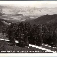 c1930s Jackson Hole, Wyo RPPC Teton Pass Birds Eye View Real Photo Postcard A200 picture
