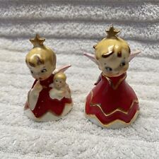 Vintage Lefton HH Angel Sisters Bells 1956 VERY RARE Christmas Set Of 2 READ picture