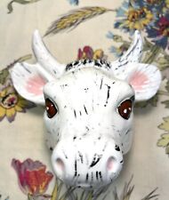 Vintage Porcelain Ceramic Cow Bull Head Towel or Apron Hanger Hook picture
