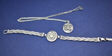 Rare WWII US Navy Eagle Shield Woven Sterling Bracelet-Necklace Sweetheart Set picture