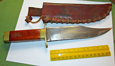 VTG CVA USA Connecticut Valley Arms BOWIE Knife Brass Wood & Leather Sheath 7