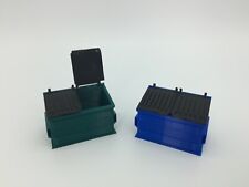 NEW (2) TRASH & RECYCLING DUMPSTER SET - HO Scale 1:87 - Modeled in COLOR 4 Yard picture