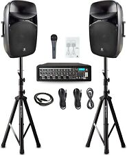 PRORECK MX15 15inch 2500W Bluetooth Powered PA System Mixer/Amp with Stands/Mic picture
