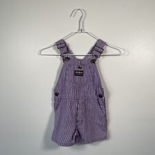 Vintage OshKosh B'Gosh Overalls Purple Stripe Vestbak Shortalls Toddler USA 4T picture