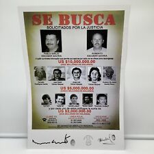 Pablo Escobar And Gang Wanted Poster Autographed By Roberto Escobar 20x14 picture