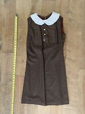 Vintage 1960s Mod Sheath Dress Size Small Brown Polka Dots picture