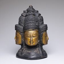 Unique Collectible Small Shiva Statue - Vintage Brass Mukhalingam 4 Face Shiva picture