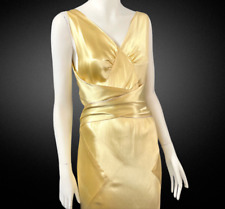 1930s Dress Vintage Liquid Satin Bias Cut Spectacular Evening Gown Gold Sz Small picture