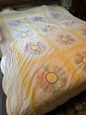Vtg Hand Stitched Quilt 79x99 picture
