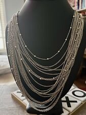 GORGEOUS Multi Chain Silver Tone TIERED Necklace  LAYERED TREND QUALITY PIECE picture
