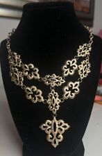 **Gorgeous**Vintage Gold Tone Ornated Statement Necklace picture
