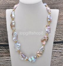 Huge 30mm Lavender Baroque Keshi Reborn Natural Pearl Bead Necklace 20inch picture