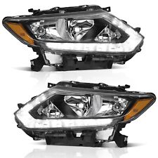 WEELMOTO Headlights For 2014-2016 Nissan Rogue Halogen LED DRL Lamps Left+Right picture