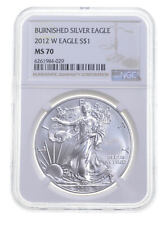 MS70 2012 W BURNISHED SILVER EAGLE NGC CLASSIC BROWN LABEL picture