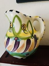 Vintage 1997 Vicki Carroll Art Pottery Pitcher; “Razzle Dazzle” Pattern; Signed picture