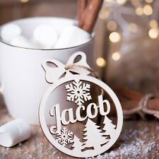 Wooden Christmas ornament, Personalized name snowflake,Holiday gift picture