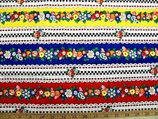 CHOOSE : MARY ENGELBREIT FLORAL LACE COTTON FABRIC BORDER STRIP RED BLUE YELLOW picture