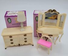 Vintage Marx Little Hostess Vanity,Bench Dollhouse Furniture Lamp Double Dresser picture