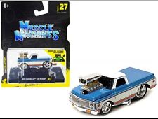 1972 CHEVROLET C10 PICKUP BLUE & WHITE 1/64 DIECAST BY MUSCLE MACHINES 15567 picture