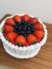 DISPLAY FAKE REALISTIC LOOK STRAWBERRY/BLUEBERRY  SHORTCAKE 8 1/2 x 5in(DxH) picture