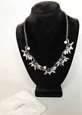 Vintage J.CREW  Flower COLLAR Signed Necklace Gold Tone with Rhinestones   picture